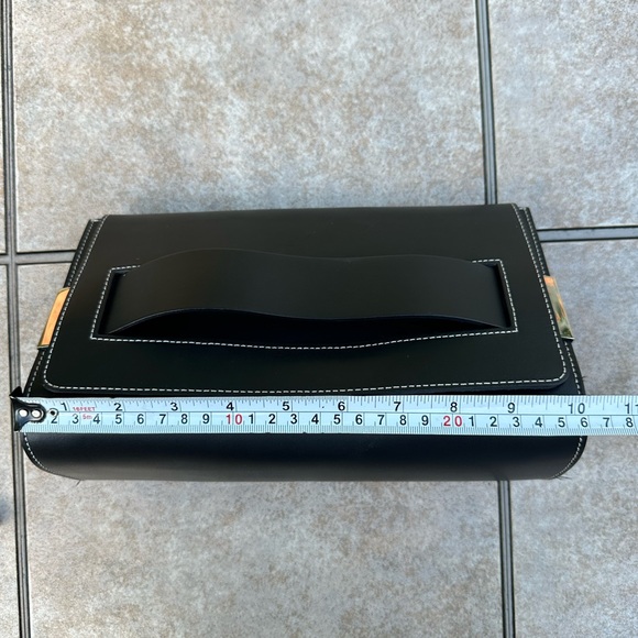 Alberta Di Canio Black Clutch with White Stitching